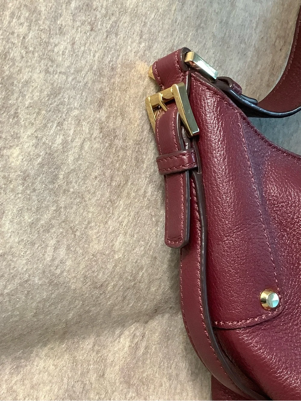 MICHAEL Michael Kors extra lovely burgundy pebbled leather hobo sling bag